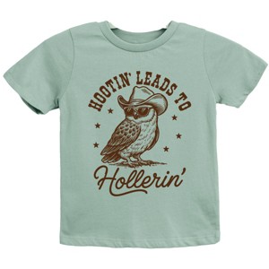 The Juniper Shop Hootin' Leads To Hollerin' Owl Youth Short Sleeve Tee - S - Seafoam - 1 of 4