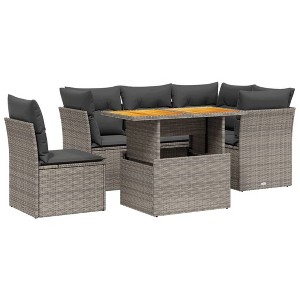 vidaXL Garden Sofa Set Grey with dark grey cushions - 1 of 4