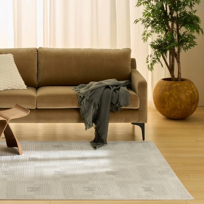 Nordic Beige Geometric Synthetic 5' x 7' Area Rug