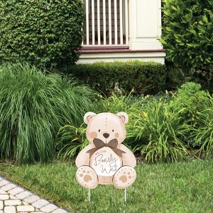 Big Dot of Happiness We Can Bearly Wait - Outdoor Lawn Sign - Teddy Bear Baby Shower Yard Sign - 1 Piece - 1 of 4
