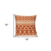 HomeRoots 18" X 18" Orange and Ivory Southwestern Cotton Throw Pillow - 3 of 4