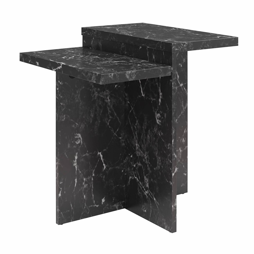Photos - Dining Table Brielle Modern Faux Marble Side Table Black - CosmoLiving by Cosmopolitan