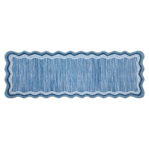 COZONY Scalloped Washable Rug, Non-Slip Low Pile Solid Carpet with Rubber Back for Living Room Bedroom Office - 1 of 4