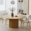 PexFix 60 inch Wood Round Dining Table Circle Kitchen Table with Wood Strip Base Modern Farmhouse Dinner Tables for Kitchen Living Room Natural - 2 of 4