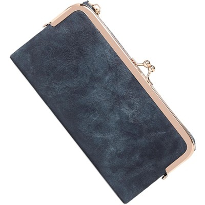 BEAFUP Vintage Women’s Bifold Wallet Clutch with Kiss-Lock & Zip Coin Pocket - Slim PU Leather Purse for Daily Use