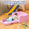 Hooseng Toddler Couch, 2-in-1 Glow-in-The-Dark Plush Kids Fold-Out Sofa, Convertible Kids Sofa to Lounger with Curved Armrests for Boys & Girls - 3 of 4