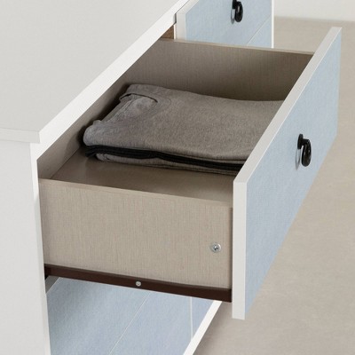 Plenny White and Blue 6-Drawer Double Dresser