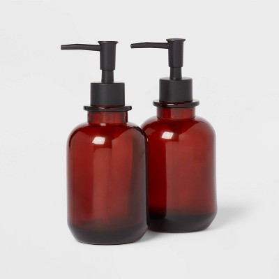 Tinted Glass Dish Soap Dispenser Set of 2