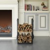 Gardenised Indoor and Outdoor Patio Iron Firewood Log Cart with Fireplace Tool Rack, Black - 4 of 4