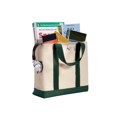 Natural and Forest Green Cotton Twill Two-Tone Tote Bag