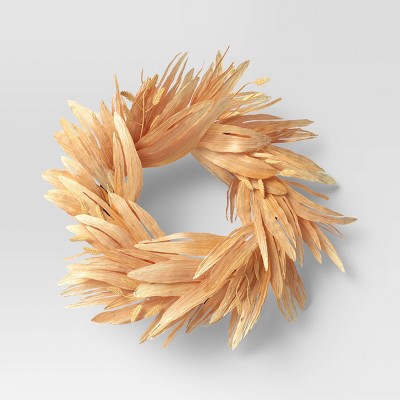 22" Artificial Oat Grass Corn Husk Wreath - Threshold™