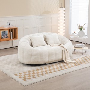 Soft Chenille Bean Bag Sofa with High Back and Memory Foam Filling,Comfortable 2-Seater Lounger-Baofuwish - 1 of 4
