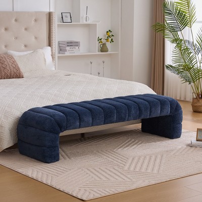 Vynxaria 69.7" Modern Upholstered Armless Bed Bench ¨C Stylish Chenille Daybed Chaise