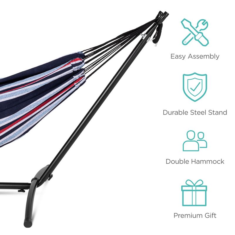 Best Choice Products 2-Person Brazilian-Style Cotton Double Hammock with Stand Set w/ Carrying Bag, 5 of 15