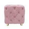 Alilang 18.11 inches Velvet Tufted Ottoman with Gold Metal Legs-Pink - 2 of 4