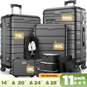 11 Piece Hardside Luggage Set with Spinner Wheels, Combination