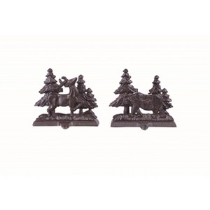 Transpac Metal Bear/Deer Stocking Holder Set of 2 Christmas Home Decorations - 1 of 1