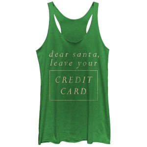 Women's CHIN UP Christmas Santa Leave the Credit Card Racerback Tank Top - 1 of 3
