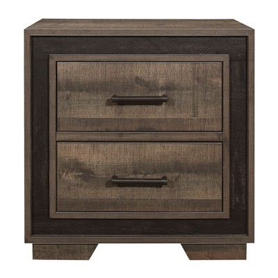 ORRD Rustic 1pc Nightstand with Two-Tone Finish, Embossed Faux-Wood Bedside Table for Bedroom