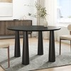 SpassWay 30" Height Contemporary Round Wood Table Versatile Dining Conference Entertaining Solution in Black/Walnut/Natural Wood Finish - 2 of 4
