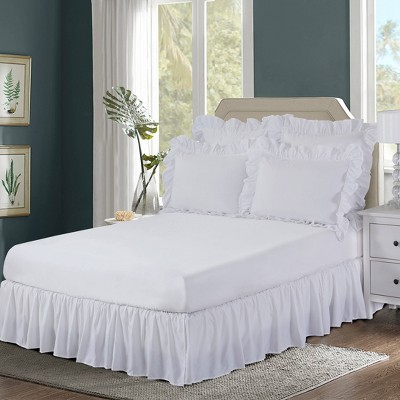 Magic Skirt Wrap-around Ruffled Bed Skirt - White (queen) : Target