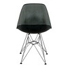 LeisureMod 5-Piece Dining Set, 35" Round Dining Table, White Iron, 4 Side Chair in Chrome - 2 of 4