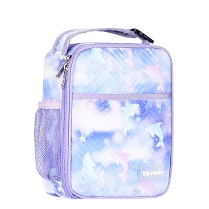 Tirrinia Small Insulated Lunch Bag for Men Women, Mini Portable Reusable Thermal Lunch Box Cooler Tote for Adults Kids Boys Girls, Purple Dolphin - 1 of 4