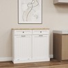 Sevobal Utility Storage Cabinets, Closed Cabinet with Doors and Internal Shelves for Living Room Kitchen Hallway, White, 39.37"*13.78"*35.43" - 2 of 4