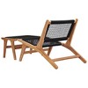 vidaXL Sun Lounger Natural wood and black Premium sanded teak hardwood - 3 of 4