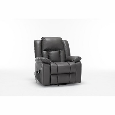 Large Power Lift Recliner Chair Sofa with Massage and Heat for Big and Tall Elderly People, 3 Positions,  and USB Ports, Faux Leather