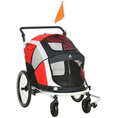 Aosom 2-in-1 Travel Dog Stroller, Small Pet Bicycle Cart Carrier with Safety Leash, and Easy Fold Design