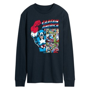 Men's - Marvel - Captain America Comic Panel Portrait Long Sleeve Graphic T-Shirt - 1 of 3