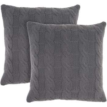 Mina Victory Life Styles Cotton Knitted 18"x18" Indoor Throw Pillows Set of 2
