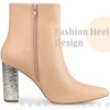 Perphy Women's Fashion Pointy Toe Zipper Sparkly Glitter Chunky Heels Ankle Boots - 4 of 4
