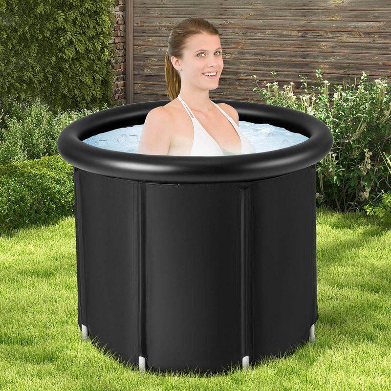 Costway Portable Ice Bath Tub Multiple Layered Foldable Freestanding Bath Tub Black, 2 of 11
