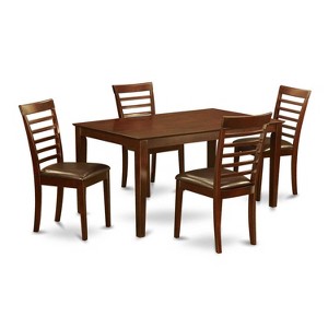 HomeStock 5-Piece Rectangle Mahogany Finish Solid Wood Top Dining table with 4 Chairs - 1 of 4
