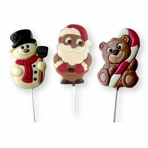 Belfine Fine Belgian Chocolate Lollipops 3 Assorted - Santa Claus, Frosty the Snowman, and Raphael the Bear 1 Each (Pack of 3) - 1 of 4