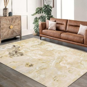 Machine Washable Non-Slip Rubberback Runner Modern Abstract Geometric Print Carpet Traditional Area Rug for Hallway, Bedroom, Living Room - 1 of 4