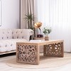 47.2" Rustic Wood Coffee Table,Rectangular Coffee Table with Carved Wood Panels,Handcrafted Look Coffee Table for Living Room-Coolbibila - 2 of 4