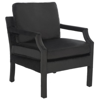 Mid-Century Black Velvet Accent Chair with Pine Wood Frame