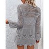Coolmee Women's Cardigan Tie Front Shrug Midweight Knit Hollow Out Long Sleeve Cardigan - 4 of 4