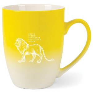 Elanze Designs 12 Ounce Ceramic Decorative Laser Engraved Giftable Novelty Tea Coffee Cup Mug Yellow and White Lion Brave Strong Confident Protective - 1 of 4