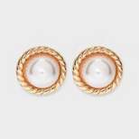 Textured Pearl Stud Earrings - A New Day™ Gold/White
