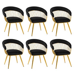 DYHOME Modern Mid Century Dining Chair, Upholstered Velvet Dining Room Chairs with Metal Legs for Makeup/Living Room (Set of 6) - 1 of 4