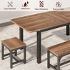 5-Piece Dining Table Set for 4-8 People 63'' Extendable Kitchen Table Set With 2 Benches and 2 Square Stools, Walnut Dining Room Table Set - 4 of 4