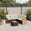 vidaXL 6 Piece Patio Sofa Set with Cushions Black Poly Rattan - Black and Cream With Table - 2 of 4