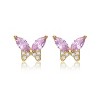 Guili Delightful Kids 14k Gold Plated Pink Cubic Zirconia Butterfly Stud Necklace Ð Sweet, Sparkling Jewelry with a Charming, Youthful Design - 2 of 3