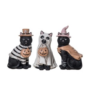 Transpac Halloween Cute Dressed Up Costume Cat Polyresin Tabletop Figurine Decoration Set of 3, 5.0H inches - 1 of 3