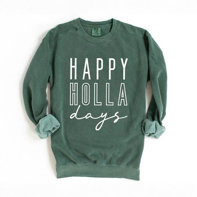 Simply Sage Market Women's  Garment Dyed Graphic Sweatshirt Happy Holla Days