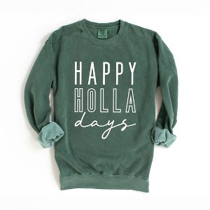 Simply Sage Market Women's  Garment Dyed Graphic Sweatshirt Happy Holla Days - 1 of 4